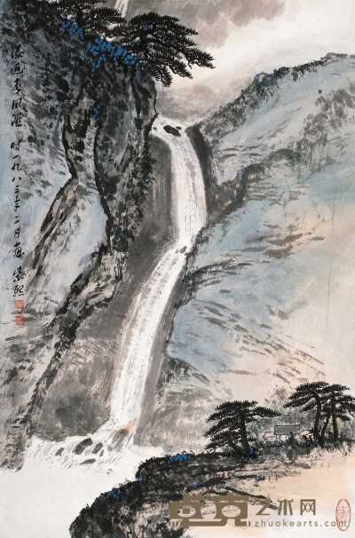 魏紫熙 1983年作 瀑近春风湿 立轴 67.5×45.5cm